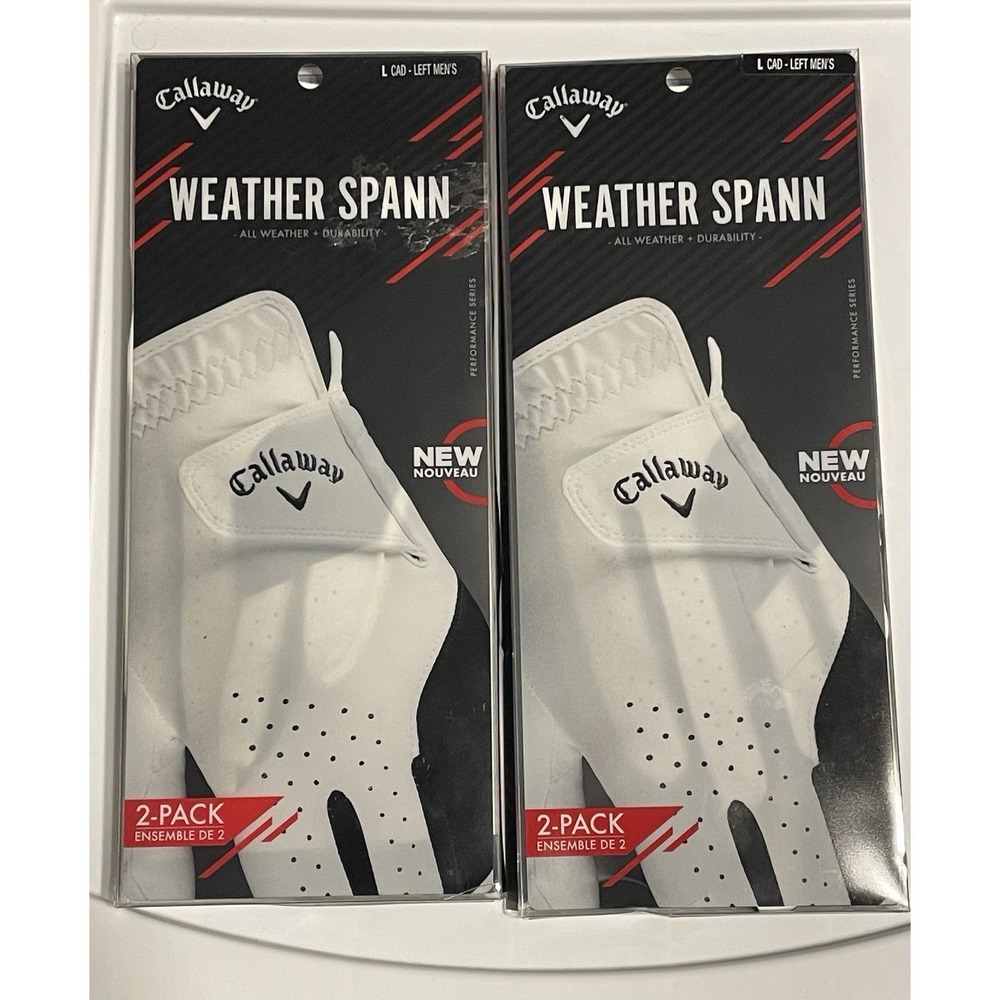 2 - 2 Pack Callaway‎ Weather Spann Golf Glove Cadet Large Left Hand All Weather